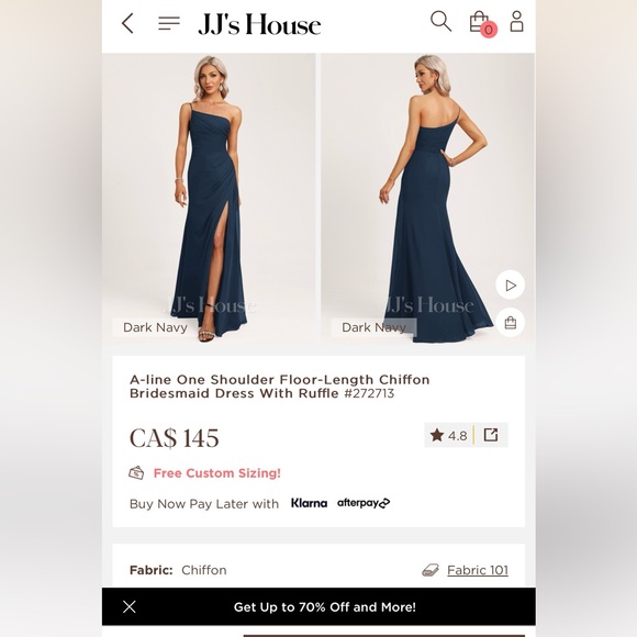 JJ’s House A-line One Shoulder Chiffon Bridesmaid Dress With Ruffle - Picture 3 of 5